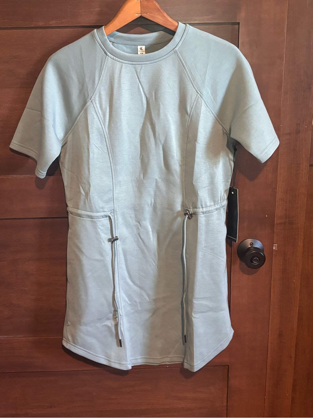 Kyodan Short-Sleeve Mini Dress in Light Aqua